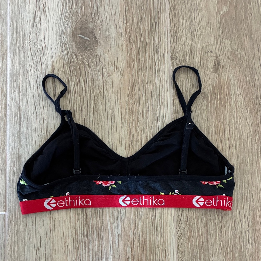 Ethika Black and Red Floral Bralette - Picture 2 of 2